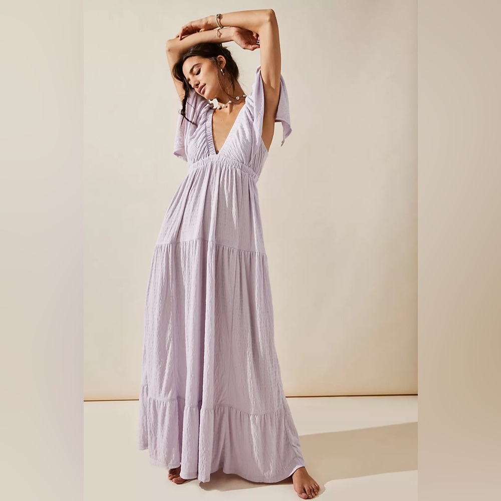 Free People, La La maxi dress, Frost Lavender, size small